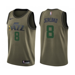 Youth Nike Utah Jazz #8 Jonas Jerebko Swingman Green Salute to Service NBA Jersey