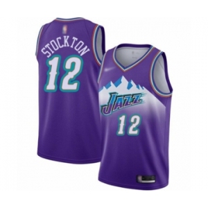 Youth Utah Jazz #12 John Stockton Swingman Purple Hardwood Classics Basketball Jersey