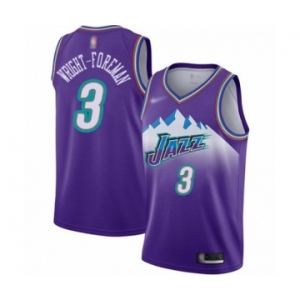 Youth Utah Jazz #3 Justin Wright-Foreman Swingman Purple Hardwood Classics Basketball Jersey