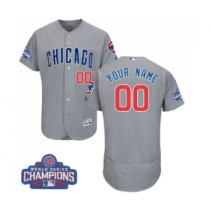 Men's Majestic Chicago Cubs Customized Grey 2016 World Series Champions Flexbase Authentic Collection MLB Jersey