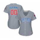 Women's Majestic Chicago Cubs Customized Authentic Grey Road Cool Base MLB Jersey