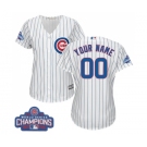 Women's Majestic Chicago Cubs Customized Authentic White Home 2016 World Series Champions Cool Base MLB Jersey