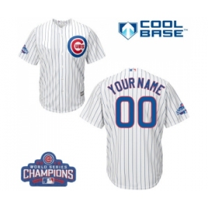 Youth Majestic Chicago Cubs Customized Authentic White Home 2016 World Series Champions Cool Base MLB Jersey