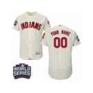 Men's Majestic Cleveland Indians Customized Cream 2016 World Series Bound Flexbase Authentic Collection MLB Jersey