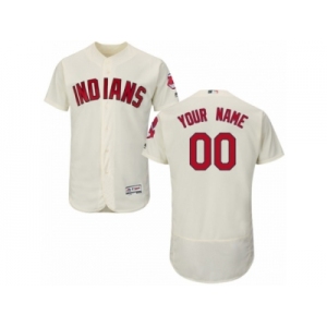 Men's Majestic Cleveland Indians Customized Cream Flexbase Authentic Collection MLB Jersey