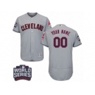 Men's Majestic Cleveland Indians Customized Grey 2016 World Series Bound Flexbase Authentic Collection MLB Jersey