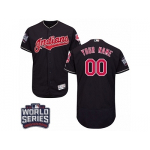 Men's Majestic Cleveland Indians Customized Navy Blue 2016 World Series Bound Flexbase Authentic Collection MLB Jersey