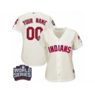 Women's Majestic Cleveland Indians Customized Authentic Cream Alternate 2 2016 World Series Bound Cool Base MLB Jersey