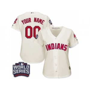 Women's Majestic Cleveland Indians Customized Authentic Cream Alternate 2 2016 World Series Bound Cool Base MLB Jersey