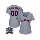 Women's Majestic Cleveland Indians Customized Authentic Grey Road 2016 World Series Bound Cool Base MLB Jersey