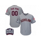 Youth Majestic Cleveland Indians Customized Authentic Grey Road 2016 World Series Bound Cool Base MLB Jersey