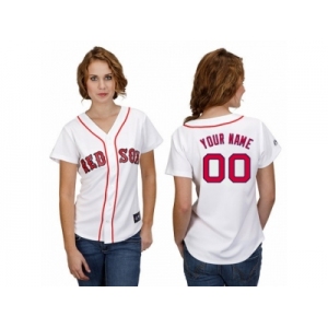 Women's Majestic Boston Red Sox Customized Replica White Home Cool Base MLB Jersey