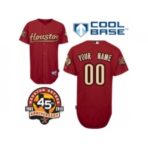 Customized Houston Astros Jersey Red Road Cool Base 45th Anniversary Patch Baseball