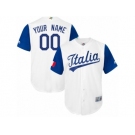 Men's Italy Baseball Majestic Customized White 2017 World Baseball Classic Replica Team Jersey