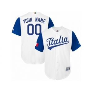 Men's Italy Baseball Majestic Customized White 2017 World Baseball Classic Replica Team Jersey
