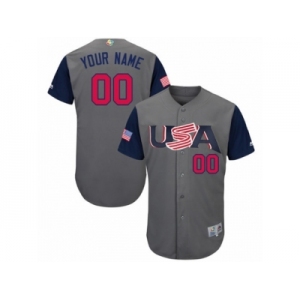 Youth USA Baseball Majestic Customized Gray 2017 World Baseball Classic Authentic Team Jersey