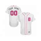 Men's Majestic Detroit Tigers Customzied Authentic White 2016 Mother's Day Fashion Flex Base MLB Jersey