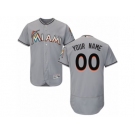 Men's Majestic Miami Marlins Customized Grey Flexbase Authentic Collection MLB Jersey