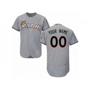 Men's Majestic Miami Marlins Customized Grey Flexbase Authentic Collection MLB Jersey