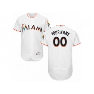 Men's Majestic Miami Marlins Customized White Flexbase Authentic Collection MLB Jersey