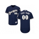 Men's Majestic Milwaukee Brewers Customized Navy Blue Flexbase Authentic Collection MLB Jersey