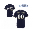 Women's Majestic Milwaukee Brewers Customized Replica Navy Blue Alternate Cool Base MLB Jersey