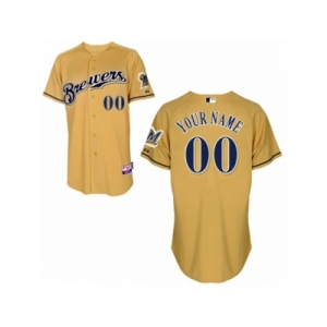 Youth Majestic Milwaukee Brewers Customized Replica Gold 2013 Alternate Cool Base MLB Jersey