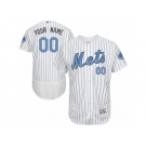 Men's Majestic New York Mets Customized Authentic White 2016 Father's Day Fashion Flex Base MLB Jersey