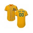 Men's Majestic Oakland Athletics Customized Gold Flexbase Authentic Collection MLB Jersey