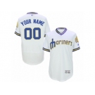 Men's Seattle Mariners Majestic Customized White Flex Base Authentic Collection Throwback Jersey