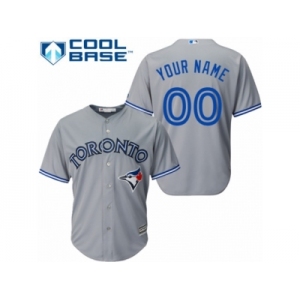 Youth Majestic Toronto Blue Jays Customized Authentic Grey Road MLB Jersey