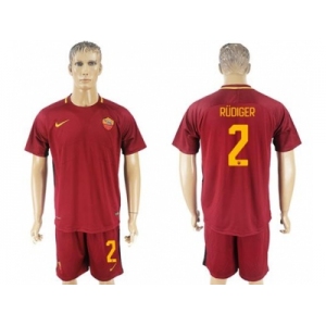 Roma #2 Rudiger Red Home Soccer Club Jersey