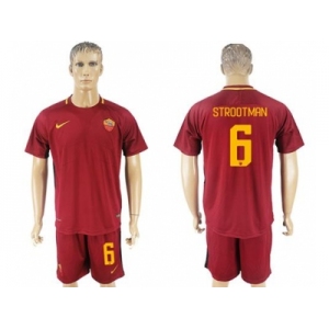 Roma #6 Strootman Red Home Soccer Club Jersey