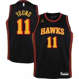 Youth Atlanta Hawks #11 Trae Young Jordan Brand Black 2020-21 Swingman Player Jersey