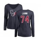 NFL Women's Nike Houston Texans #74 Kendall Lamm Navy Blue Name & Number Logo Long Sleeve T-Shirt