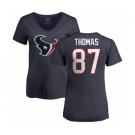 NFL Women's Nike Houston Texans #87 Demaryius Thomas Navy Blue Name & Number Logo T-Shirt