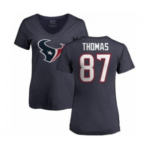 NFL Women's Nike Houston Texans #87 Demaryius Thomas Navy Blue Name & Number Logo T-Shirt