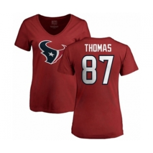 NFL Women's Nike Houston Texans #87 Demaryius Thomas Red Name & Number Logo T-Shirt