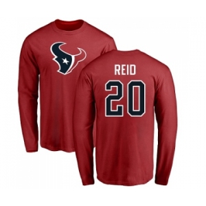 NFL Nike Houston Texans #20 Justin Reid Red Name & Number Logo Long Sleeve T-Shirt