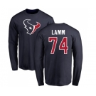 NFL Nike Houston Texans #74 Kendall Lamm Navy Blue Name & Number Logo Long Sleeve T-Shirt