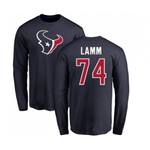 NFL Nike Houston Texans #74 Kendall Lamm Navy Blue Name & Number Logo Long Sleeve T-Shirt