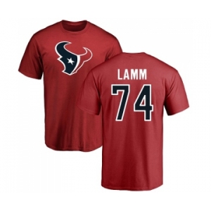 NFL Nike Houston Texans #74 Kendall Lamm Red Name & Number Logo T-Shirt