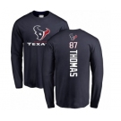 NFL Nike Houston Texans #87 Demaryius Thomas Navy Blue Backer Long Sleeve T-Shirt