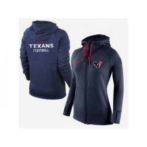 Women Nike Houston Texans Full-Zip Performance Hoodie Dark Blue