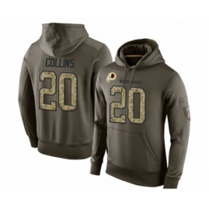 Football Men's Washington Redskins #20 Landon Collins Green Salute To Service Pullover Hoodie
