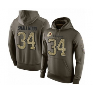 Football Men's Washington Redskins #34 Wendell Smallwood Green Salute To Service Pullover Hoodie