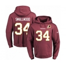 Football Men's Washington Redskins #34 Wendell Smallwood Red Name & Number Pullover Hoodie