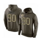 Football Men's Washington Redskins #90 Montez Sweat Green Salute To Service Pullover Hoodie