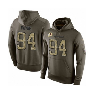 Football Men's Washington Redskins #94 Da'Ron Payne Green Salute To Service Pullover Hoodie