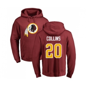 Football Washington Redskins #20 Landon Collins Maroon Name & Number Logo Pullover Hoodie